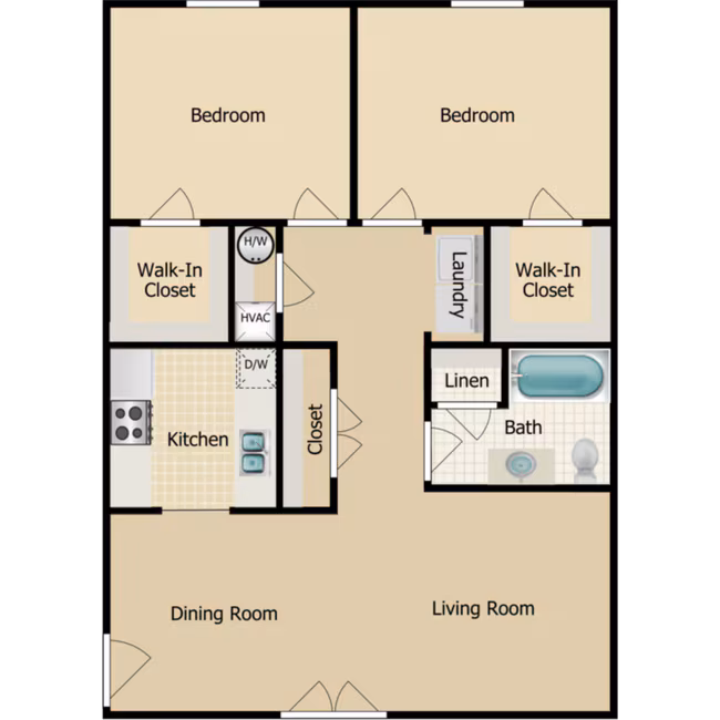2 Beds • 2 Bath 137 floor plan